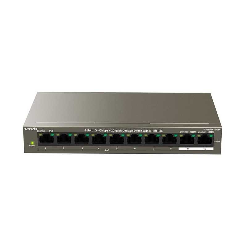 Commutateur TEF1110P 8 ports PoE + 2 Gigabit Tenda