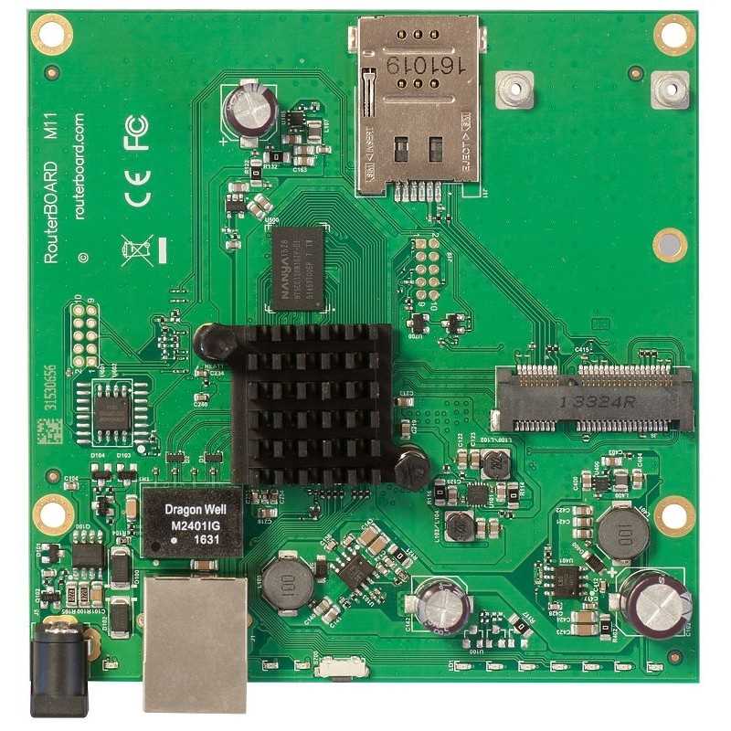 RBM11G RouterBOARD kleine Größe 1x Daten-SIM-Steckplatz 1x Gigabit-LAN-Anschluss 1x miniPCle-Steckplatz