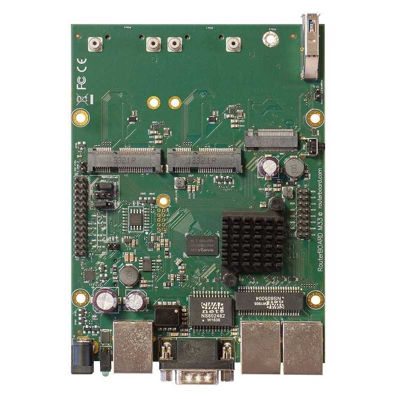 RBM33G RouterBOARD 2 ranuras para SIM de datos 3G/LTE 3 puertos Gigabit LAN 2 ranuras MiniPCI-e