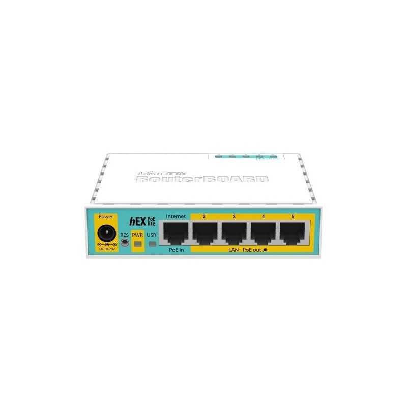 hEX PoE Lite Router mit 5 Fast Ethernet Ports 10/100Mbps RB750UPr2 MikroTik