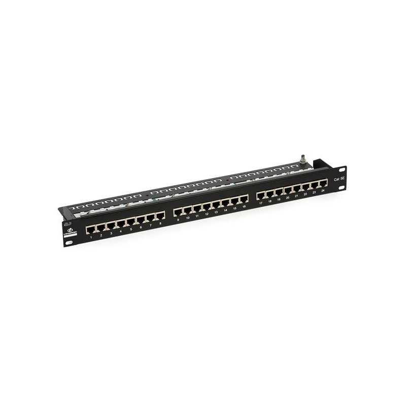 Patch Panel 1U 24 Puertos Cat.5e RJ45 + prensa cable